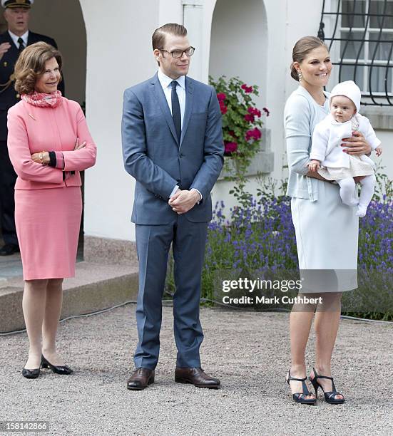 Princess Victoria Of Sweden And Prince Daniel Of Sweden With Their Daughter Princess Estelle Of Sweden And Queen Silvia Of Sweden At Birthday...