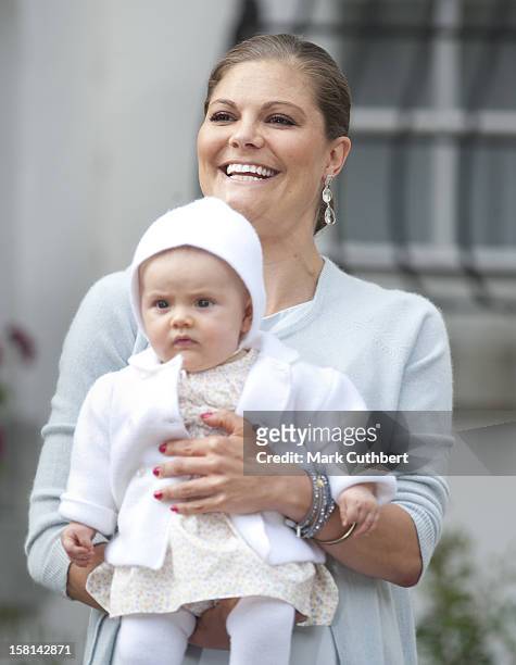 Princess Victoria Of Sweden With Her Daughter Princess Estelle Of Sweden At Birthday Celebrations For Victorias 35Th Birthday At Solliden In...