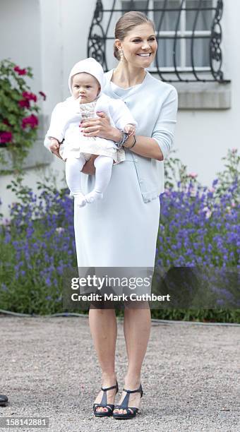 Princess Victoria Of Sweden With Her Daughter Princess Estelle Of Sweden At Birthday Celebrations For Victorias 35Th Birthday At Solliden In...