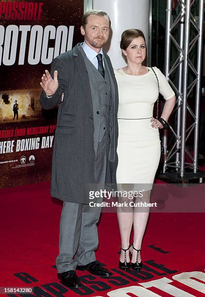 Simon Pegg And Wife Maureen Mccann Arriving For The Uk Premiere Of Mission Impossible Ghost Protocol, At The Bfi Imax, Waterloo, London.