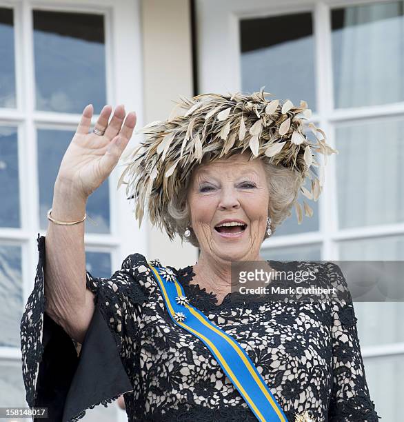 Queen Beatrix Of The Netherlands On The Balcony During Princes Day At The Noordeinde Palace In Den Haag, Holland.