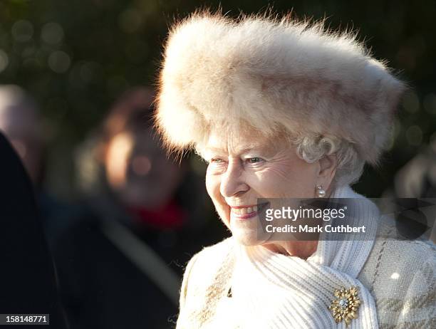The Queen And Members Of The Royal Family Attend The Morning Service On Christmas Day At Sandringham Church, Norfolk.