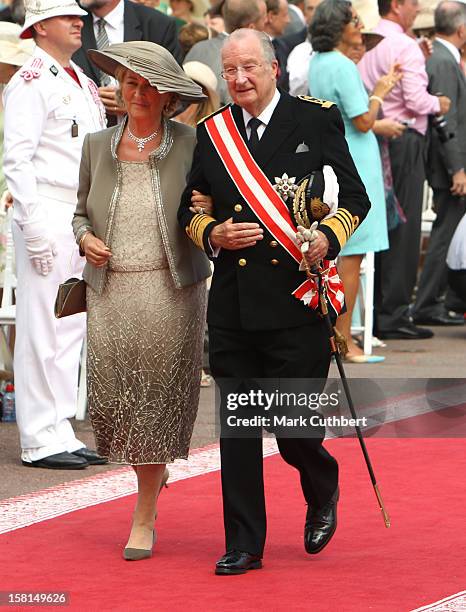 King Albert Ii Of Belgium And Queen Paolo Of Belgium Arriving At The Royal Palace In Monaco For The Wedding Of Hsh Prince Albert Ii Of Monaco To Miss...