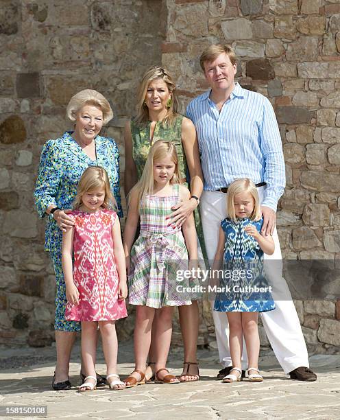 Queen Beatrix Of Netherlands Joins Prince Willem Alexander Of Netherlands And Princess Maxima Of Netherlands With Their Children, Princess...