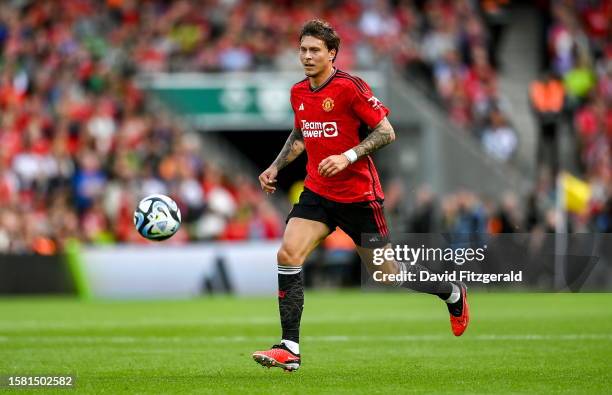 Dublin , Ireland - 6 August 2023; Victor Lindelöf of Manchester United during the pre-season friendly match between Manchester United and Athletic...