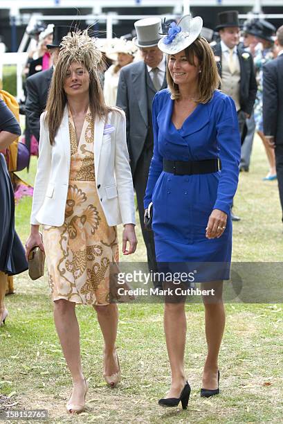 Carole Middleton Arrives For The Final Day Of Royal Ascot In 2010, In The Same Dress As Catherine, Duchess Of Cambridge Wore To Ipswich Today 19/ 03/...
