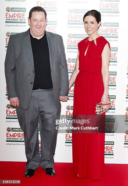 Johnny Vegas And Maia Dunphy Arriving At The Jameson Empire Film Awards Held At The Grosvenor House Hotel, London.