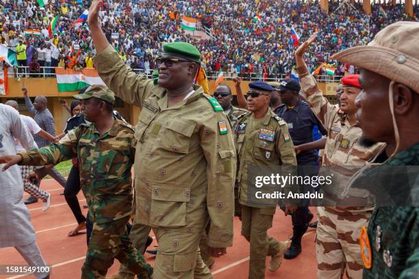 Mohamed Toumba, one of the leading figures of the National Council for the Protection of the Fatherland, attends the demonstration of coup supporters...