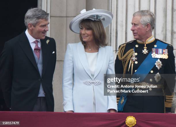 Michael Middleton, Carole Middleton And Prince Charles On The Balcony Of Buckingham Palace, London, Following The Wedding Of Prince William And Kate...