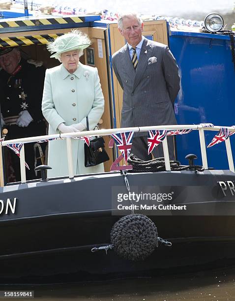 The Queen, Accompanied By The Prince Of Wales, Travel On The Canal Barge "Pride Of Sefton" Along The Leeds To Liverpool Canal In Burnley, Afterwards...