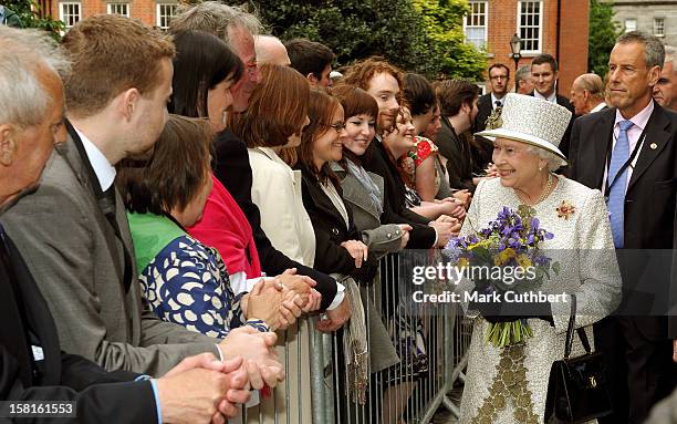 Queen Elizabeth Ll And Duke Of Edinburgh Visit Trinity College In Dublin During The State Visit To Ireland.