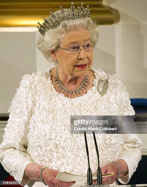 Queen Elizabeth Ll And Duke Of Edinburgh Attend A State Banquet At Dublin Castle With President And Dr Mcaleese And Also Prime Minister Cameron, In...