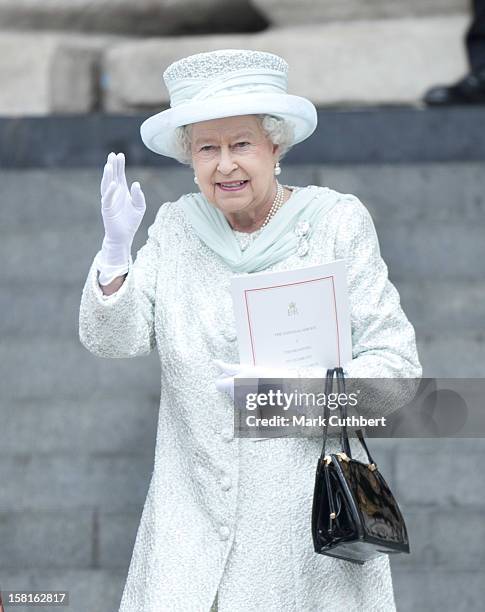 Hm Queen Elizabeth Ll Attending A National Service Of Thanksgiving At St Paul's Cathedral In London As Part Of The Diamond Jubilee Celebrations.