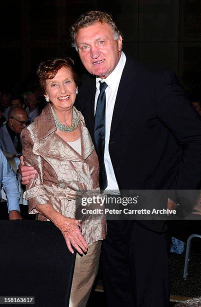 June Dally-Watkins and former heavyweight boxer Joe Bugner at a tribute and testimonial dinner to celebrate his 60th birthday at the Sofitel Hotel on...