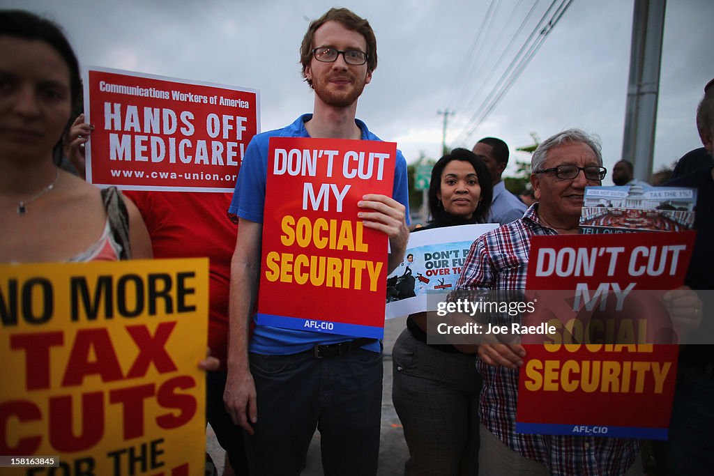 Labor Activists Rally At Rubio's Office To Avert Fiscal Cliff