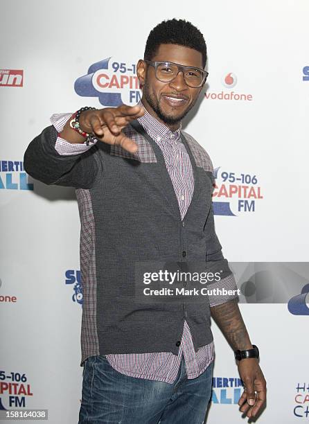 Usher Attending The Capital Fm Summertime Ball At Wembley Stadium.