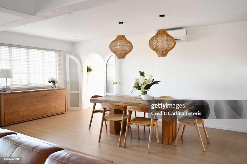 Dining room in an open plan apartment