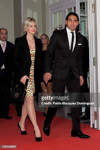Athletico Madrid's football player Radamel Falcao and wife Lorelei Taron attend 'As Del Deporte' Awards 2012 at The Westin Palace Hotel on December...