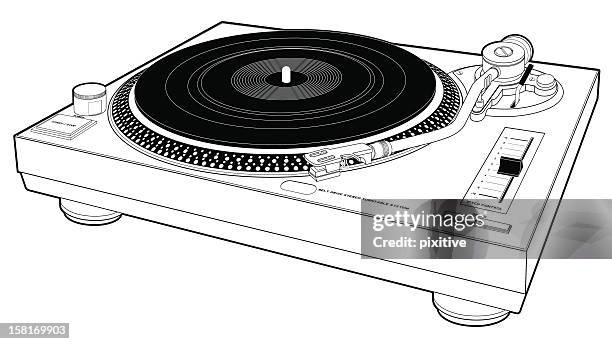 illustrations, cliparts, dessins animés et icônes de dj platine de disque vinyle - platine de disque vinyle