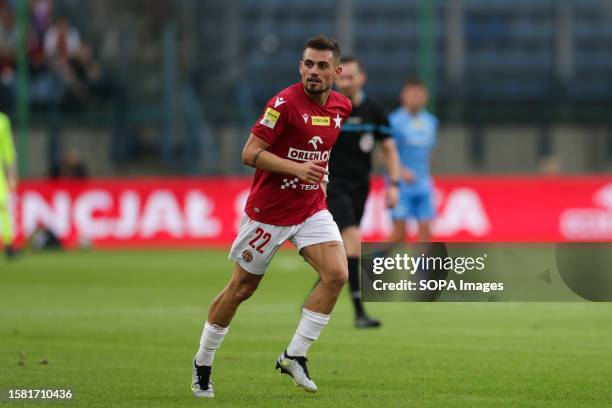 Goku Roman of Wisla Krakow seen during Fortuna 1 Polish League 2023/2024 football match between Wisla Krakow and Stal Rzeszow at Krakow Municipal...