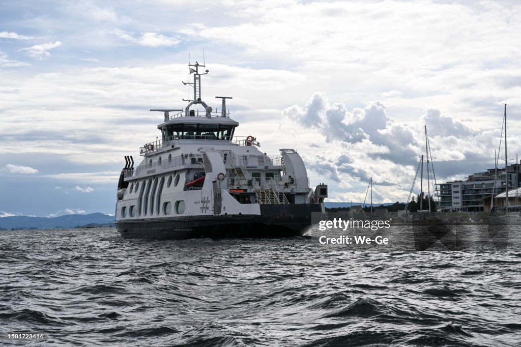 The ferry Dronningen a double-ended ferry of the Norwegian Shipping Company Norled (with a gas-electric Propulsion) in the Oslo Fjord.