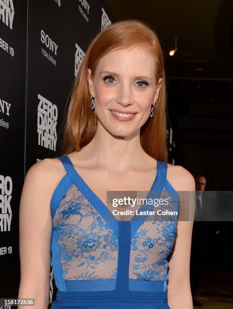 Actress Jessica Chastain attends the "Zero Dark Thirty" Los Angeles Premiere at Dolby Theatre on December 10, 2012 in Hollywood, California.