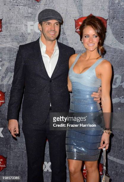 Major League Baseball pitcher Barry Zito and his wife Amber Seyer arrive at the 2012 American Country Awards at the Mandalay Bay Events Center on...