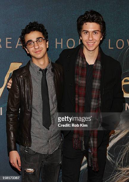 Alex Wolff and Nat Wolff attend the "Les Miserables" New York premiere at the Ziegfeld Theater on December 10, 2012 in New York City.