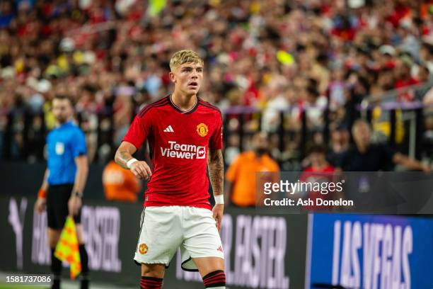 Brandon Williams of Manchester United in action during the pre-season friendly match between Manchester United and Borussia Dortmund at Allegiant...