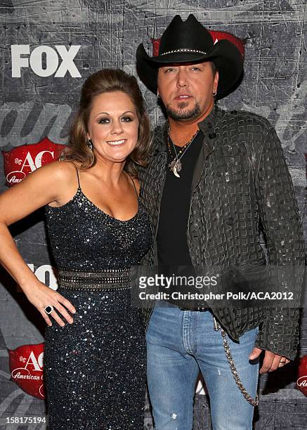 Recording artist Jason Aldean and Jessica Aldean arrives at the 2012 American Country Awards at the Mandalay Bay Events Center on December 10, 2012...