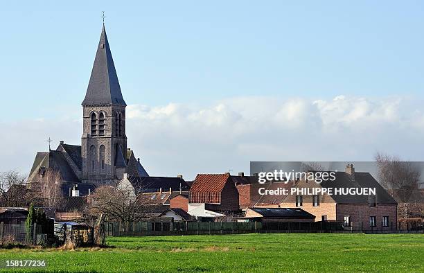 Picture taken on December 10, 2012 of the church of Nechin, a Belgium village close to the French border and where France's best known actor Gerard...