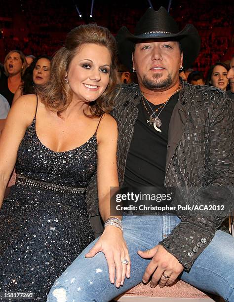 Singer Jason Aldean and Jessica Aldean attend the 2012 American Country Awards at the Mandalay Bay Events Center on December 10, 2012 in Las Vegas,...