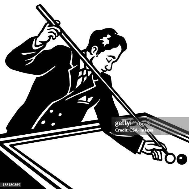 man playing billards - billards stock illustrations