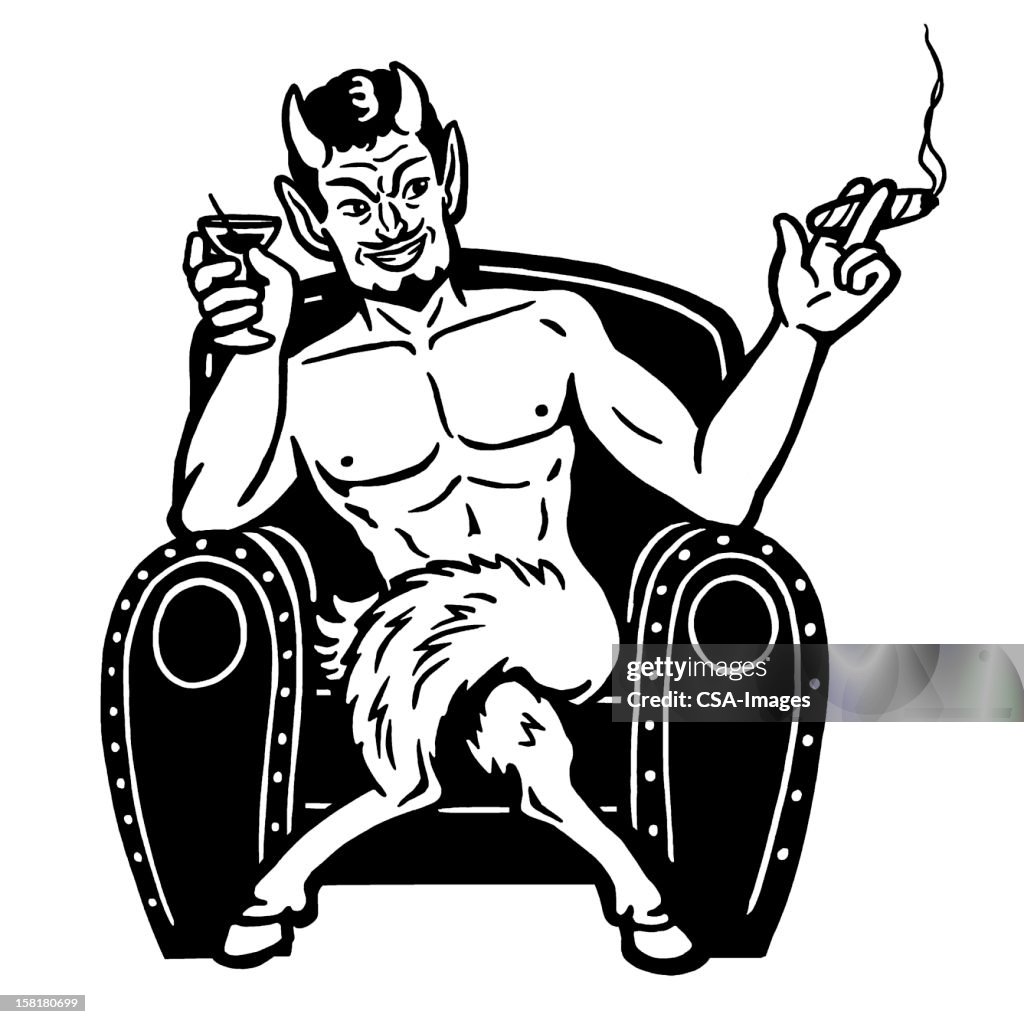 Devil Smoking and Drinking