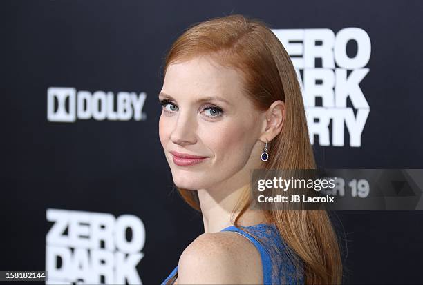 Jessica Chastain attends the "Zero Dark Thirty" Los Angeles premiere at Dolby Theatre on December 10, 2012 in Hollywood, California.