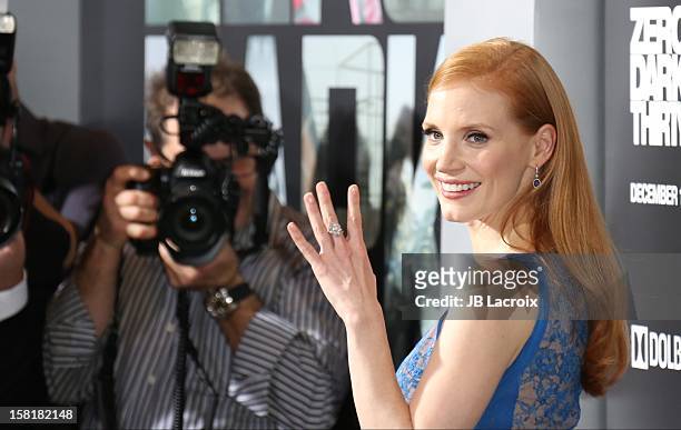 Jessica Chastain attends the "Zero Dark Thirty" Los Angeles premiere at Dolby Theatre on December 10, 2012 in Hollywood, California.