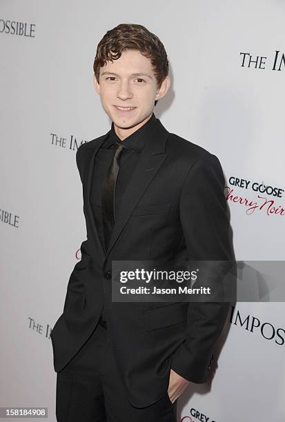 Actor Tom Holland attends the Los Angeles premiere of Summit Entertainment's "The Impossible" at ArcLight Cinemas Cinerama Dome on December 10, 2012...