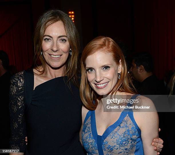 Director Kathryn Bigelow and actress Jessica Chastain attend the after party for the premiere of Columbia Pictures' "Zero Dark Thirty" at the Dolby...