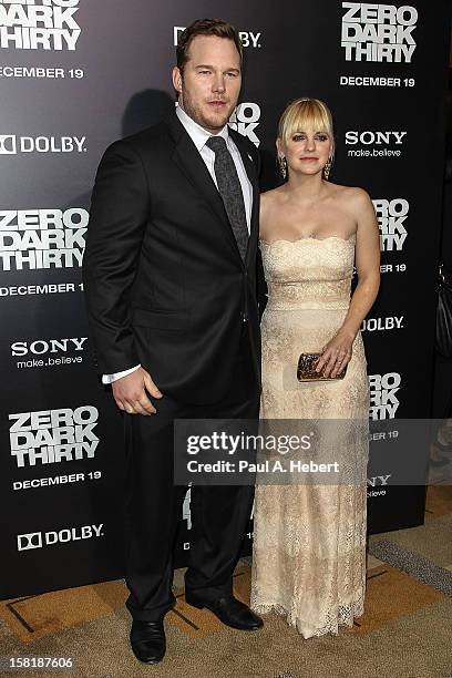 Actors Chris Pratt and Anna Faris arrive at the premiere of Columbia Pictures' "Zero Dark Thirty" held at the Dolby Theatre on December 10, 2012 in...