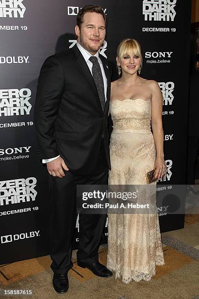 Actors Chris Pratt and Anna Faris arrive at the premiere of Columbia Pictures' "Zero Dark Thirty" held at the Dolby Theatre on December 10, 2012 in...