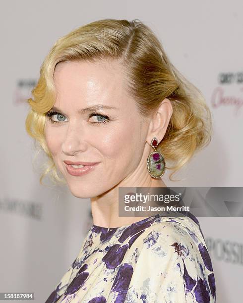 Actress Naomi Watts attends the Los Angeles premiere of Summit Entertainment's "The Impossible" at ArcLight Cinemas Cinerama Dome on December 10,...