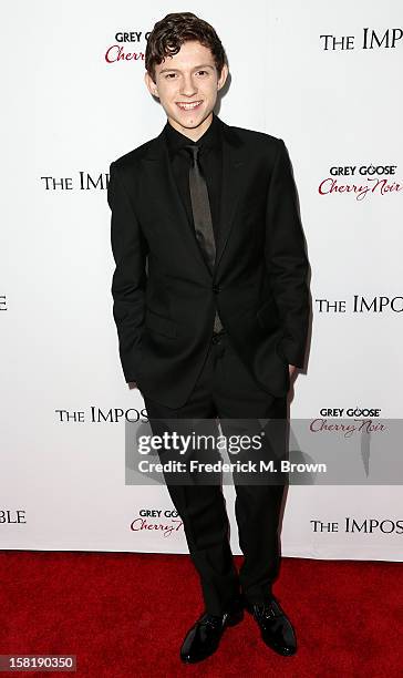 Actor Tom Holland attends the Premiere Of Summit Entertainment's "The Impossible" at the ArcLight Cinerama Dome on December 10, 2012 in Hollywood,...
