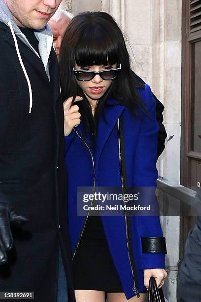 Carly Rae Jepsen seen at BBC Radio One on December 11, 2012 in London, England.