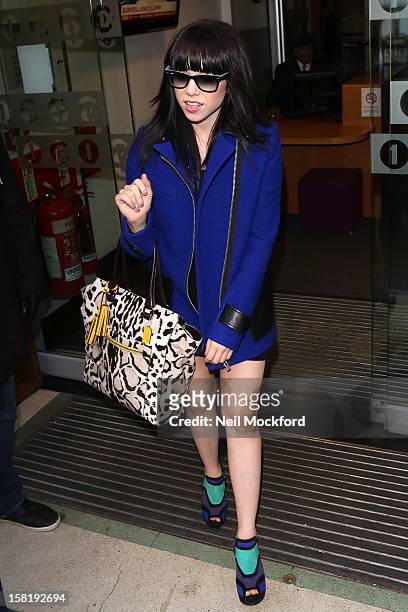 Carly Rae Jepsen seen at BBC Radio One on December 11, 2012 in London, England.