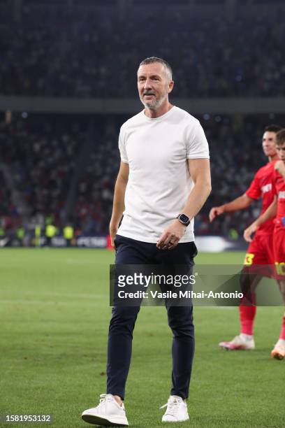 Mihai Stoica of FCSB is seen during the SuperLiga Round 4 match between FCSB and CFR Cluj at Stadionul Steaua on August 06, 2023 in Bucharest,...