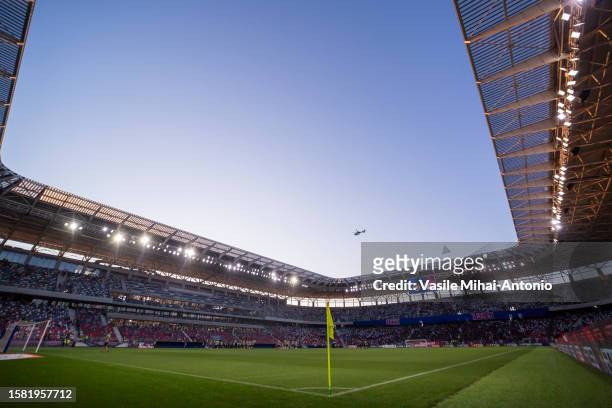 General view inside of the Steaua Stadium during the SuperLiga Round 4 match between FCSB and CFR Cluj at Stadionul Steaua on August 06, 2023 in...