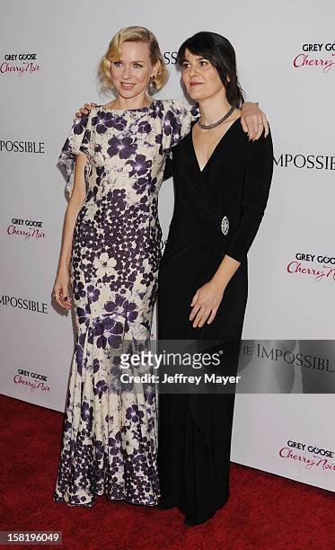 Actress Naomi Watts and Producer Maria Belon arrive at the 'The Impossible' - Los Angeles Premiere at ArcLight Cinemas Cinerama Dome on December 10,...