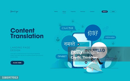 Online multi language translator app concept Online multi language translator app concept