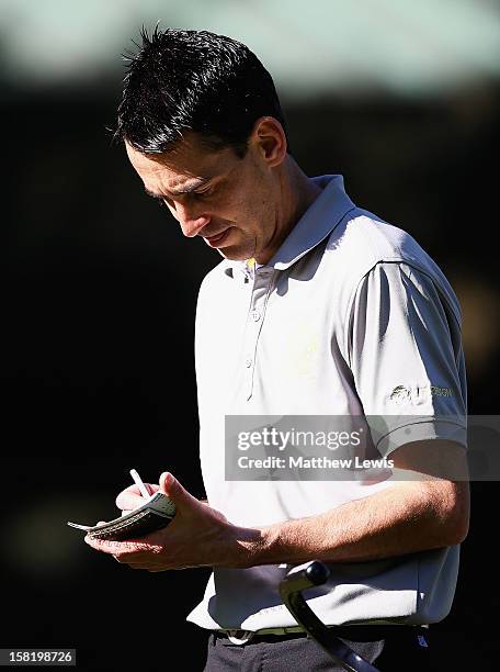 Jason Levermore of Clacton Golf Club marks his card during the second day of the Titleist PGA Play-Offs at the PGA Sultan Course, Antalya Golf Club...