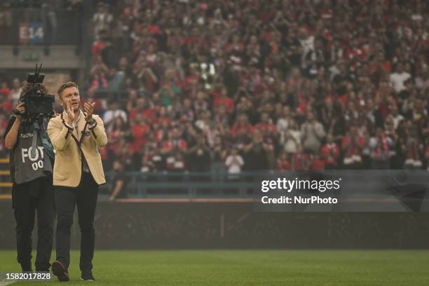 Jakub Blaszczykowski seen during the official farewell ceremony organized by the club and fans before Wisla Krakow vs Stal Rzeszow football match of...